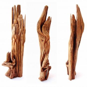 Sculpture intitulée "Reaching the Top" par Suresh Pant, Œuvre d'art originale, Bois