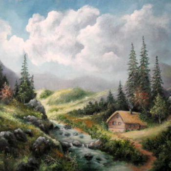 Painting titled "Loin du monde" by Gérard Jéhin, Original Artwork, Oil