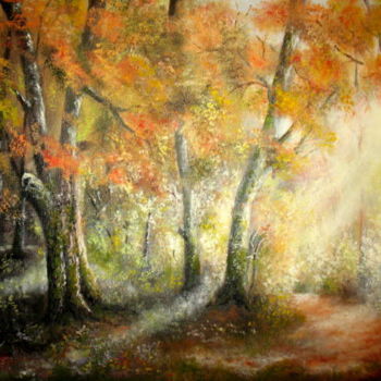 Peinture intitulée "L'automne dans la f…" par Gérard Jéhin, Œuvre d'art originale, Huile Monté sur Châssis en bois