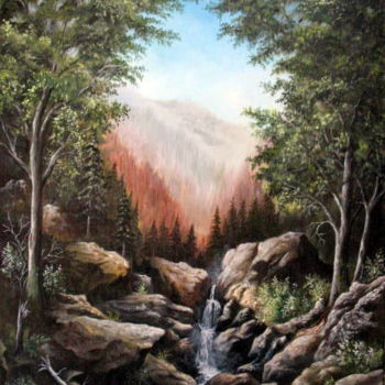 Peinture intitulée "Le ruisseau des elf…" par Gérard Jéhin, Œuvre d'art originale, Huile Monté sur Châssis en bois