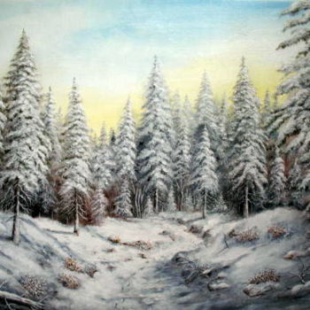 Painting titled "L'hiver est arrivé…" by Gérard Jéhin, Original Artwork, Oil