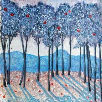 Peinture intitulée "Garden of pomegrana…" par Suriko, Œuvre d'art originale, Acrylique