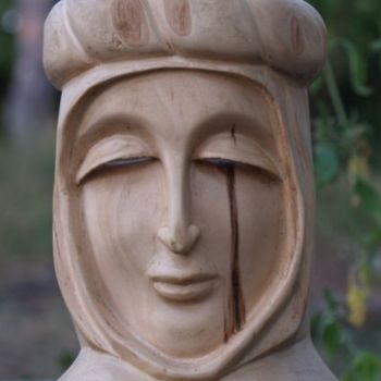 Sculpture titled "Маска со слезой" by Jean, Original Artwork, Wood