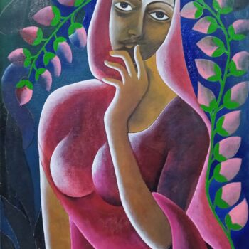 Painting titled "Mijaaj" by Surjit Akre, Original Artwork, Oil