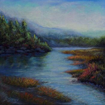 Painting titled "Quite Morning" by Susan Frances Johnson, Original Artwork, Pastel Mounted on Other rigid panel