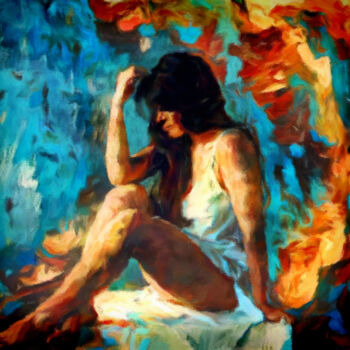 Digital Arts titled "Simone in a Sunbeam" by Susan Maxwell Schmidt, Original Artwork, Digital Painting