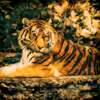 Arte digital titulada "Tiger, Tiger" por Susan Maxwell Schmidt, Obra de arte original, Pintura Digital