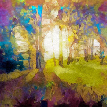 Digital Arts titled "Prismatic Forest" by Susan Maxwell Schmidt, Original Artwork, Digital Painting