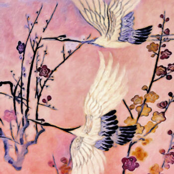 Digital Arts titled "Flight of the Crane…" by Susan Maxwell Schmidt, Original Artwork, Digital Painting