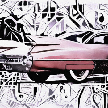 Digitale Kunst mit dem Titel "Pink Cadillac" von Susan Maxwell Schmidt, Original-Kunstwerk, Digitale Malerei