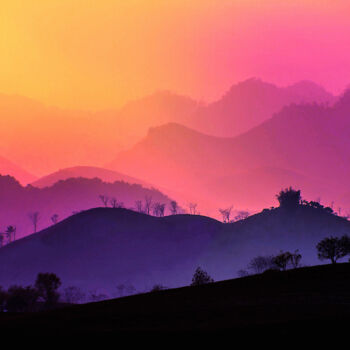 Photography titled "Misty Sunset in Moc…" by Susan Maxwell Schmidt, Original Artwork, Manipulated Photography