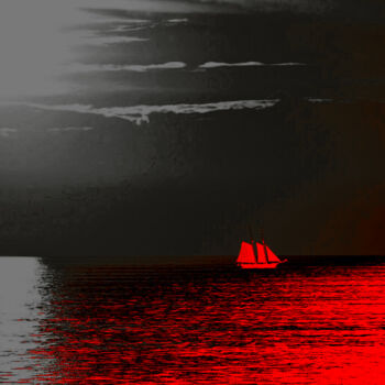 Artes digitais intitulada "Red Sail" por Susan Maxwell Schmidt, Obras de arte originais, Pintura digital