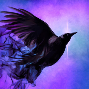 Digital Arts titled "Spirit Raven" by Susan Maxwell Schmidt, Original Artwork, Digital Painting
