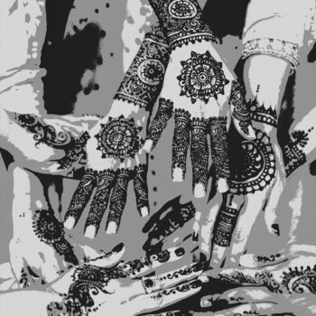 Digitale Kunst getiteld "Henna Adorned Hands" door Susan Maxwell Schmidt, Origineel Kunstwerk, Digitaal Schilderwerk