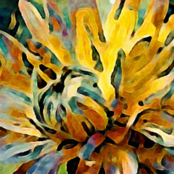 Digital Arts titled "Chrysanthemum on Li…" by Susan Maxwell Schmidt, Original Artwork, Digital Painting