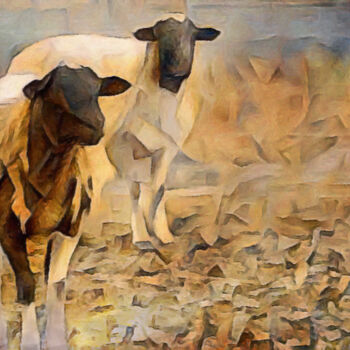 Arte digitale intitolato "Chester County Goats" da Susan Maxwell Schmidt, Opera d'arte originale, Pittura digitale