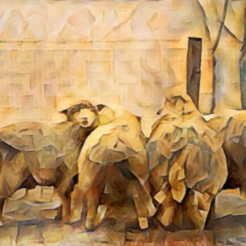 Digitale Kunst getiteld "Chester County Sheep" door Susan Maxwell Schmidt, Origineel Kunstwerk, Digitaal Schilderwerk