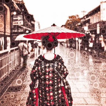 Digitale Kunst mit dem Titel "A Maiko in Gion" von Susan Maxwell Schmidt, Original-Kunstwerk, Digitale Malerei