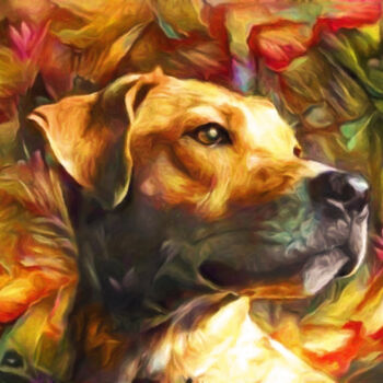 Arts numériques intitulée "Yellow Lab Good Dog" par Susan Maxwell Schmidt, Œuvre d'art originale, Peinture numérique