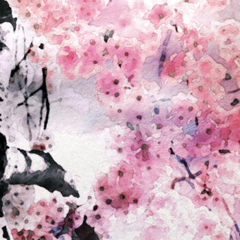 Arts numériques intitulée "Sakura Sky" par Susan Maxwell Schmidt, Œuvre d'art originale, Peinture numérique