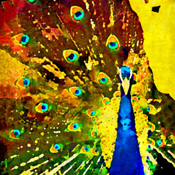 Digital Arts titled "Pretty Peacock" by Susan Maxwell Schmidt, Original Artwork, Digital Painting