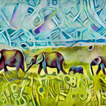 Arts numériques intitulée "Elephant Walk" par Susan Maxwell Schmidt, Œuvre d'art originale, Peinture numérique