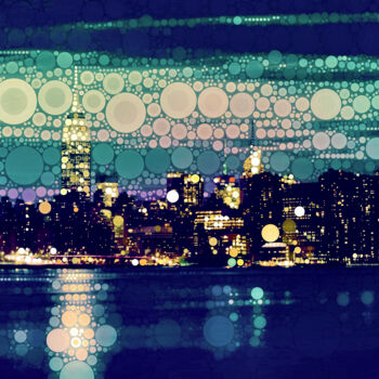 Digitale Kunst getiteld "New York City Skyli…" door Susan Maxwell Schmidt, Origineel Kunstwerk, Digitaal Schilderwerk