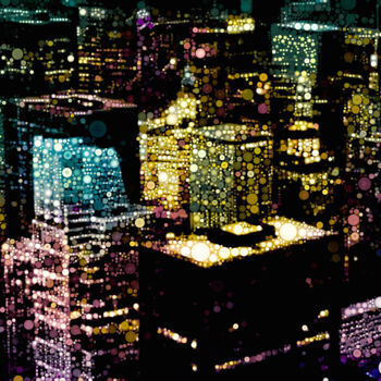 Digitale Kunst mit dem Titel "Chicago City Lights" von Susan Maxwell Schmidt, Original-Kunstwerk, Fotomontage