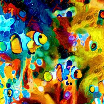 Arte digitale intitolato "Clownfish - Creatur…" da Susan Maxwell Schmidt, Opera d'arte originale, Pittura digitale