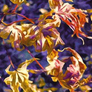 Digital Arts titled "Blue Autumn" by Susan Maxwell Schmidt, Original Artwork, Digital Painting