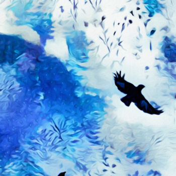 Digitale Kunst getiteld "Snow Bird" door Susan Maxwell Schmidt, Origineel Kunstwerk, Digitaal Schilderwerk