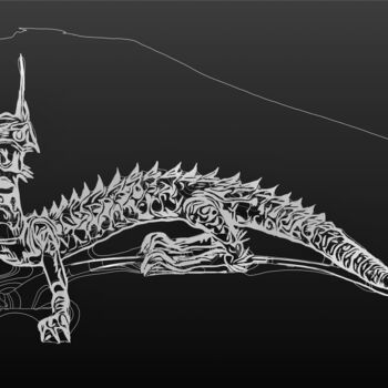 Arts numériques intitulée "Japanese Dragon" par Susan Maxwell Schmidt, Œuvre d'art originale, Travail numérique 2D