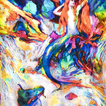 Arte digitale intitolato "The Mermaid and the…" da Susan Maxwell Schmidt, Opera d'arte originale, Pittura digitale