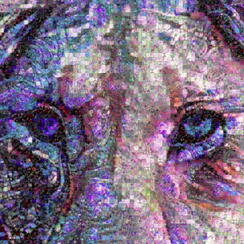 Digitale Kunst mit dem Titel "Lion in Fractal Mos…" von Susan Maxwell Schmidt, Original-Kunstwerk, Fotomontage