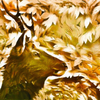 数字艺术 标题为“Elk in the Woods” 由Susan Maxwell Schmidt, 原创艺术品, 数字油画