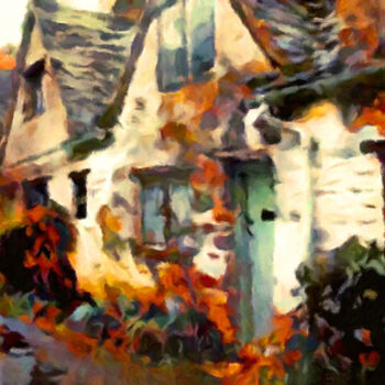 Arte digital titulada "Cozy Cottage Row Ho…" por Susan Maxwell Schmidt, Obra de arte original, Pintura Digital