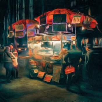 Digital Arts titled "Street Eats" by Susan Maxwell Schmidt, Original Artwork, Digital Painting