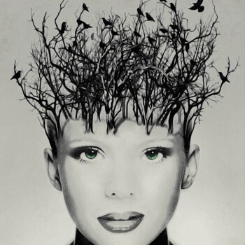 Arts numériques intitulée "Raven Haired Beauty" par Susan Maxwell Schmidt, Œuvre d'art originale, Peinture numérique
