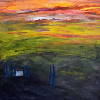Pittura intitolato "Isolata nel tramont…" da Susan Monk, Opera d'arte originale, Acrilico