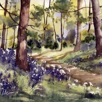 Картина под названием "BLUEBELLS AND COWPA…" - Susan Shaw, Подлинное произведение искусства