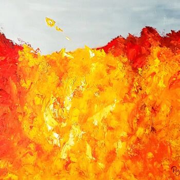 Pintura intitulada "Universo en llamas" por Susana Pagano, Obras de arte originais, Óleo