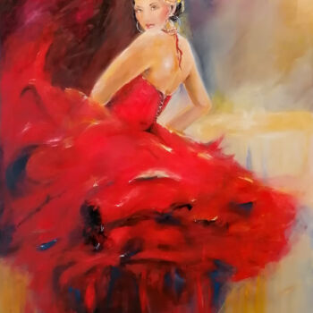 Pittura intitolato "Flamenco dancer in…" da Susana Zarate, Opera d'arte originale, Olio
