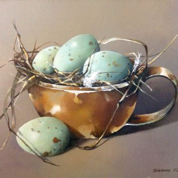 Painting titled "Egg Cup" by Susan Cairns, Original Artwork, Oil
