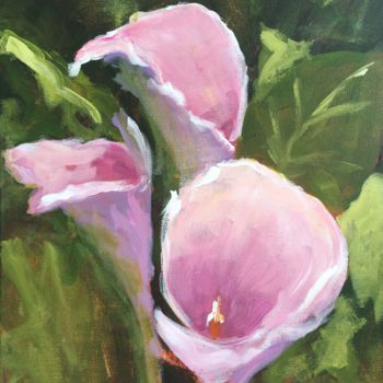 Malerei mit dem Titel "Pink Calla Lilies" von Susan E Jones, Original-Kunstwerk, Acryl