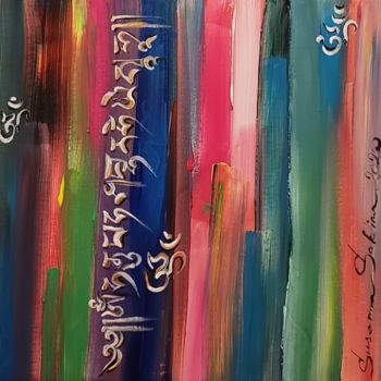 Painting titled "Changing Karma scri…" by Susanna Sablina, Original Artwork, Acrylic