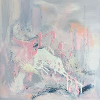 Painting titled "Einfach Rosa - Only…" by Susanna Schorr, Original Artwork, Acrylic Mounted on Wood Stretcher frame