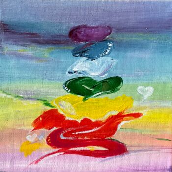 Painting titled "Chakras Love abstra…" by Susanna Schorr, Original Artwork, Acrylic Mounted on Wood Stretcher frame