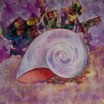 Painting titled "conchiglia-madreper…" by Susanna De Paolis, Original Artwork, Oil