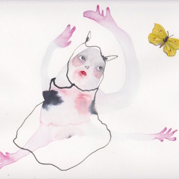 Dibujo titulada "Danseuse" por Susanna Sundman, Obra de arte original, Acuarela