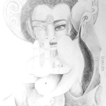 Disegno intitolato "Töframadur" da Sushma Legendre Mcintosh, Opera d'arte originale, Matita